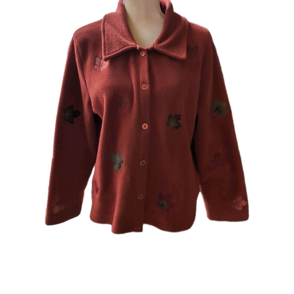 Christopher & Banks Women's Rust Leaf Short Jacket Size Large Button Up Front